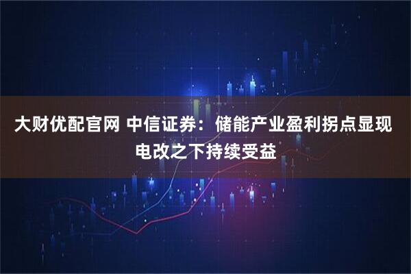 大财优配官网 中信证券：储能产业盈利拐点显现 电改之下持续受益